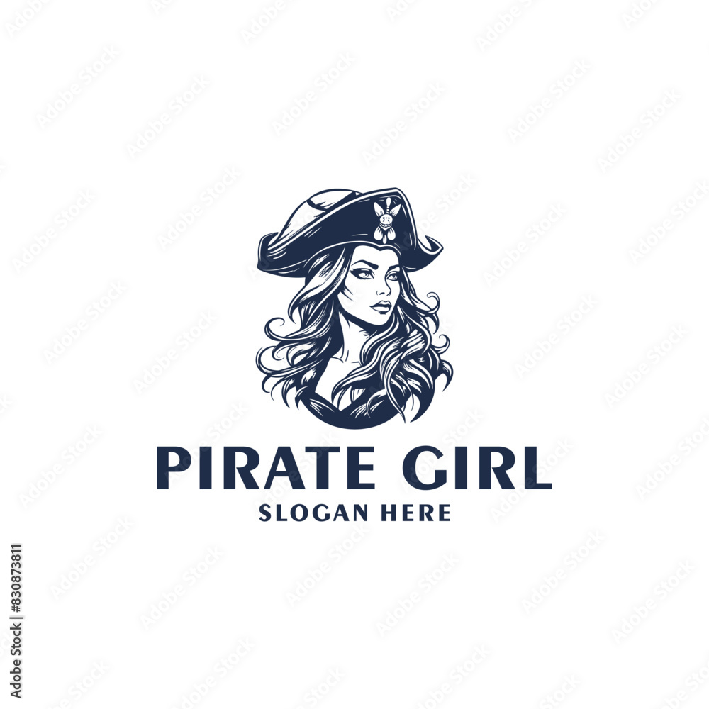 Pirate girl logo vector illustration Pirate girl logo vector illustration