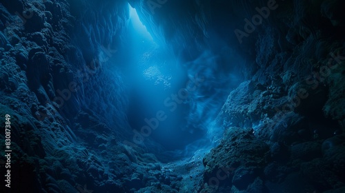 A deep blue ocean with sunlight shining through the water © Vilayat
