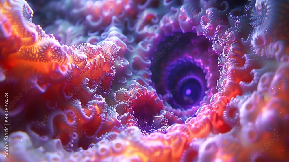 Obraz premium Abstract colorful swirling pattern with a glowing center.