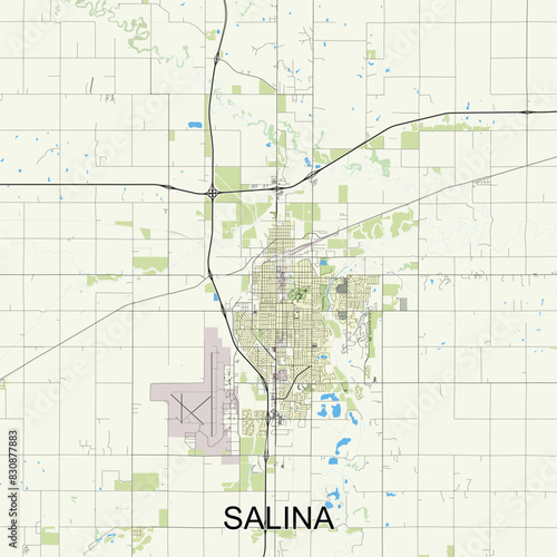 Salina, Kansas, United States map poster art