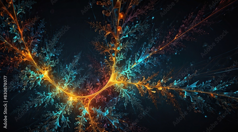 Dynamic digital landscape with streaming data lines and geometric shapes Dynamic digital landscape with streaming data lines and geometric shapes