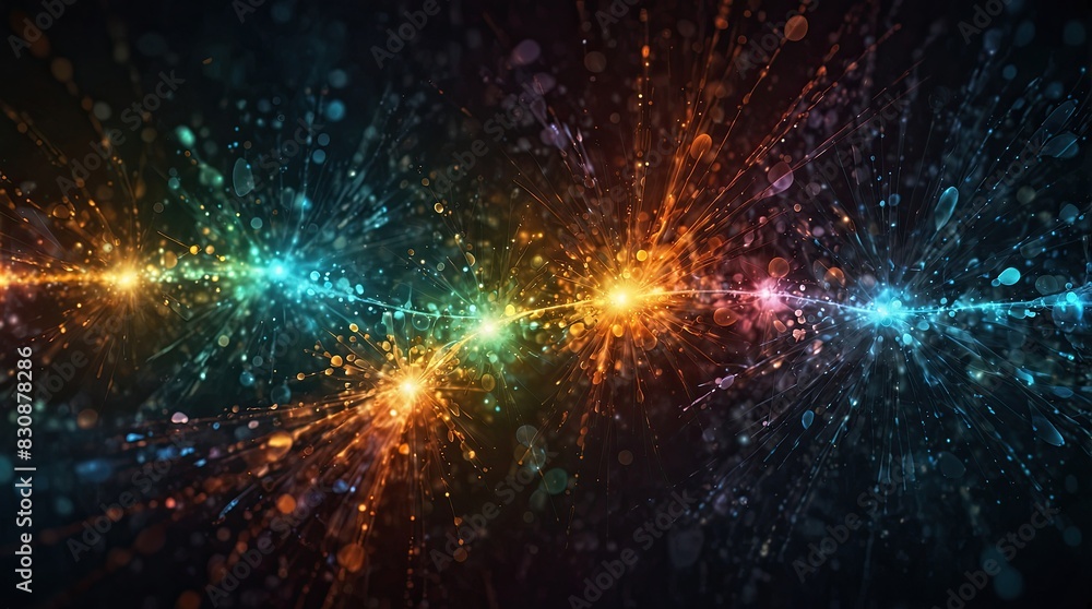 Fototapeta premium Colorful abstract background with layered digital circuits and data pathways