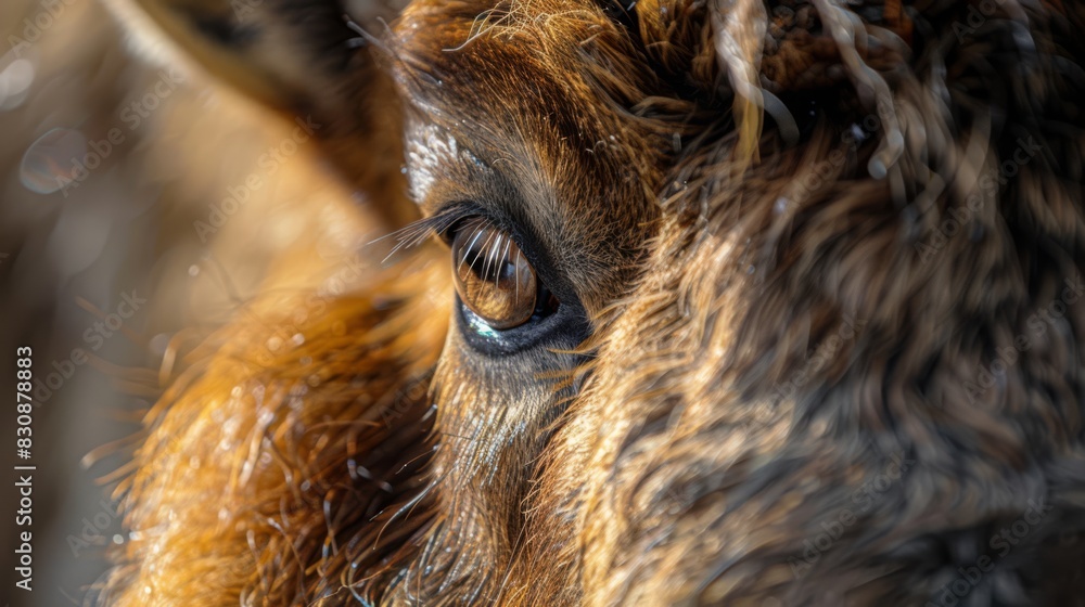 A macro photo of a Himalayan tahr, capturing the intricate patterns, highlighting Fujifilm GFXs, generated with AI