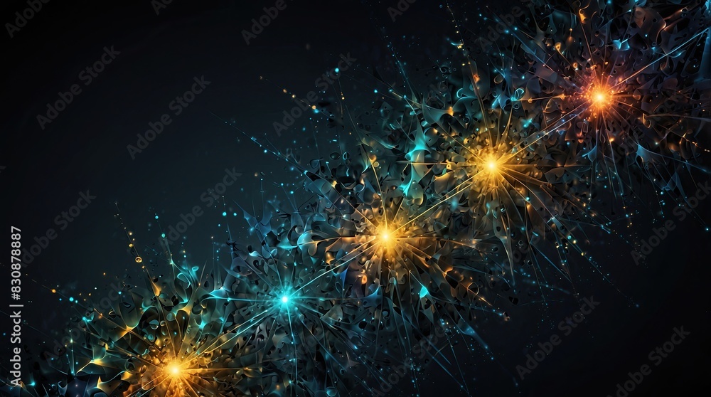 Fototapeta premium Colorful abstract background with layered digital circuits and data pathways