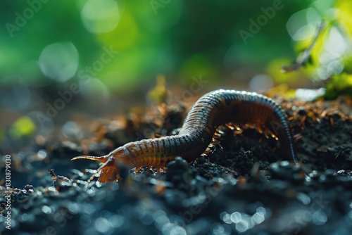 A worm crawling on top of a pile of dirt. Suitable for nature and gardening concepts