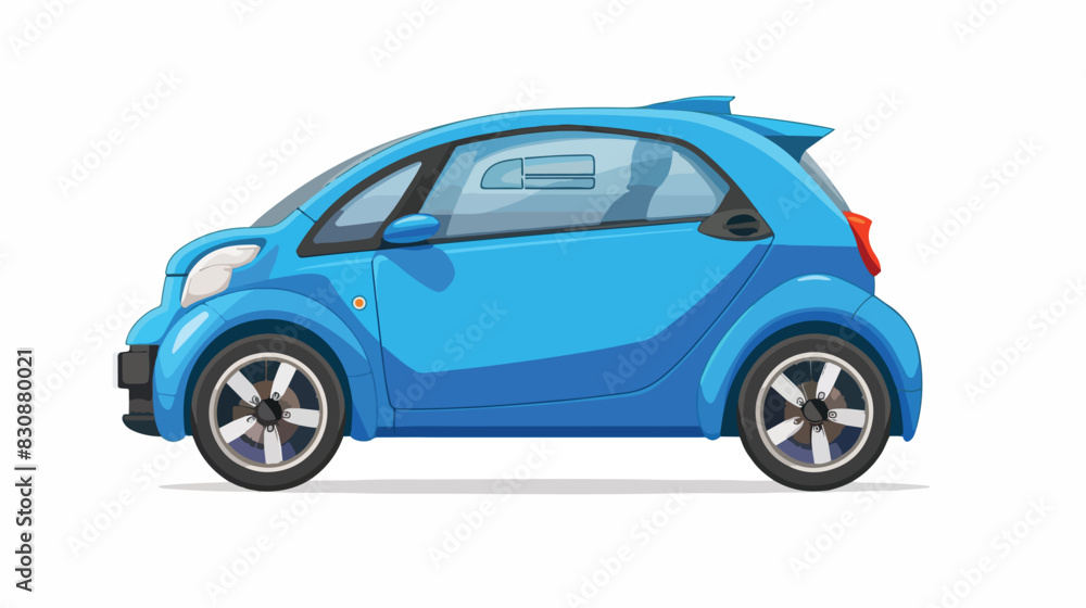 Design of small blue city car isolated on white background