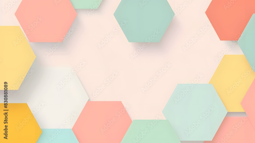 Modern Colorful Geometric Hexagon Pattern on Pastel Background for Abstract Minimalist Design Concepts Modern Colorful Geometric Hexagon Pattern on Pastel Background for Abstract Minimalist Design Concepts