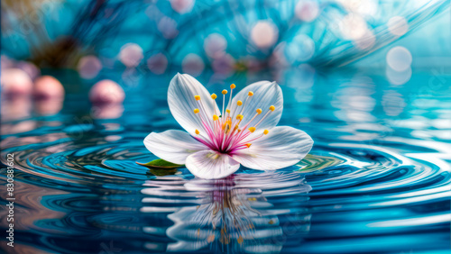 White Flower on Water Background