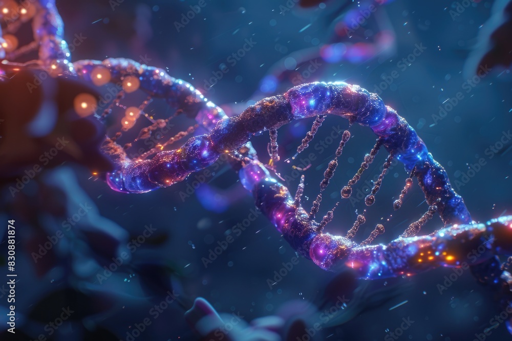 Close up of a double strand of DNA, perfect for scientific and medical projects