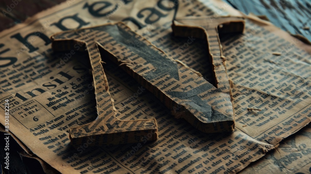 Close up of a piece of newspaper on a table. Suitable for news articles or journalism concepts Close up of a piece of newspaper on a table. Suitable for news articles or journalism concepts
