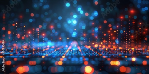 Abstract visualization of digital data with glowing blue and orange lights, representing complex information and connectivity