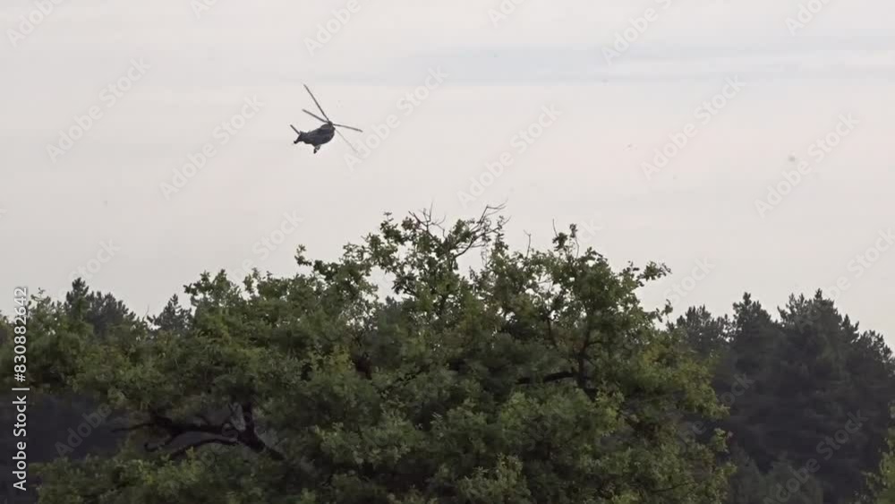 Helicopter making a Tight turn at low altitude Helicopter making a Tight turn at low altitude
