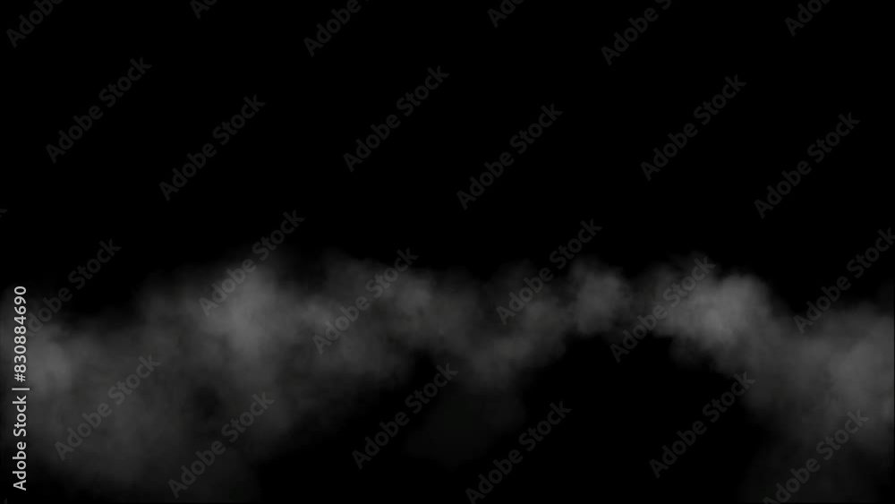 Thick smoke on a black background. Gray fog. Smoke and fire - Incense white fume in super slow motion