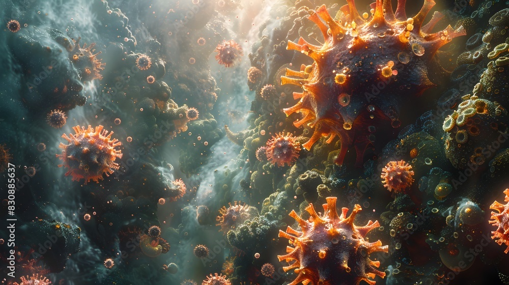 Dangerous Microscopic Viral Outbreak Abstract Rendering Dangerous Microscopic Viral Outbreak Abstract Rendering