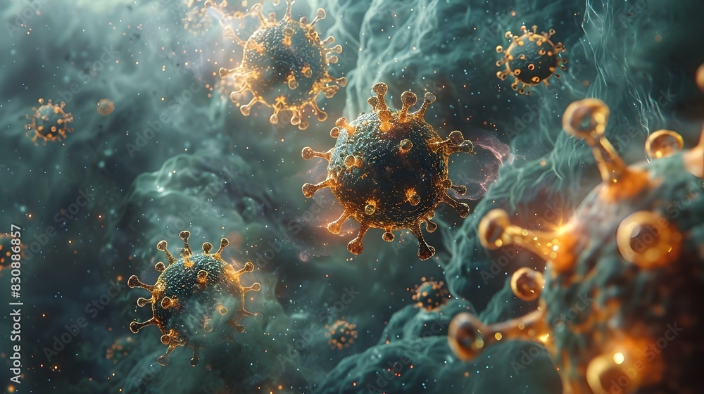 Detailed Microscopic View of Coronavirus Pandemic Outbreak Causing Viral Infection and Disease Transmission Detailed Microscopic View of Coronavirus Pandemic Outbreak Causing Viral Infection and Disease Transmission