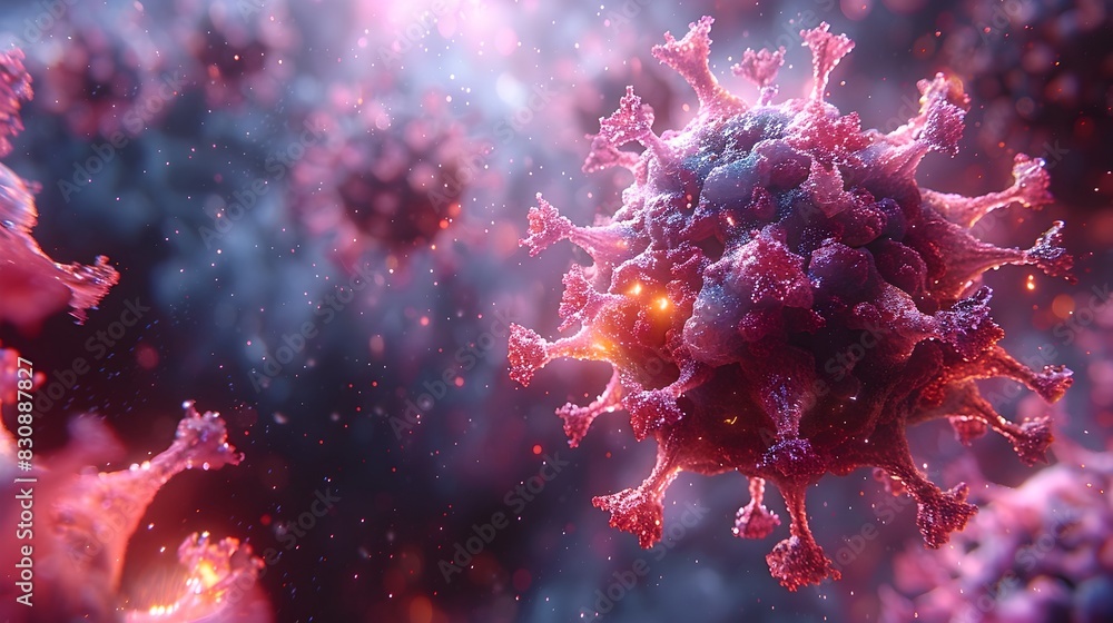 Detailed Microscopic View of Infectious Viral Pathogen Molecule Structure for Medical and Scientific Research Detailed Microscopic View of Infectious Viral Pathogen Molecule Structure for Medical and Scientific Research
