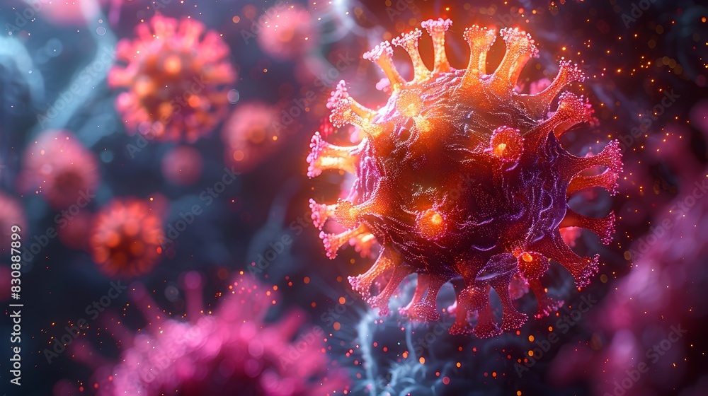 Detailed Microscopic View of Menacing Coronavirus Pandemic Disease Cell Structure