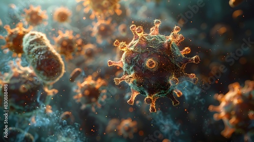 Detailed Microscopic View of Severe Acute Respiratory Syndrome Coronavirus photo