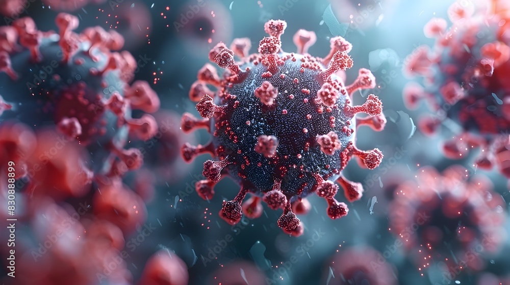 Detailed View of Microscopic Coronavirus Structure in Vibrant Colors Detailed View of Microscopic Coronavirus Structure in Vibrant Colors