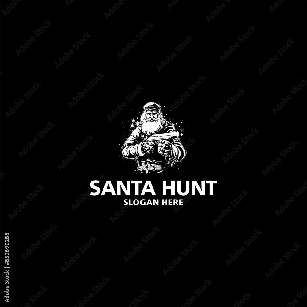 Santa hunt logo vector illustration