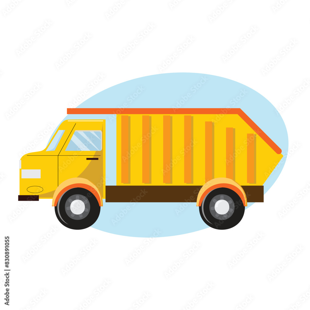 Yellow truck illustration on white background, perfect for transportation, construction concept designs