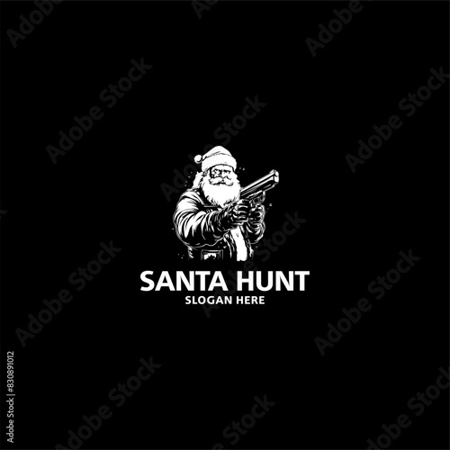 Santa hunt logo vector illustration