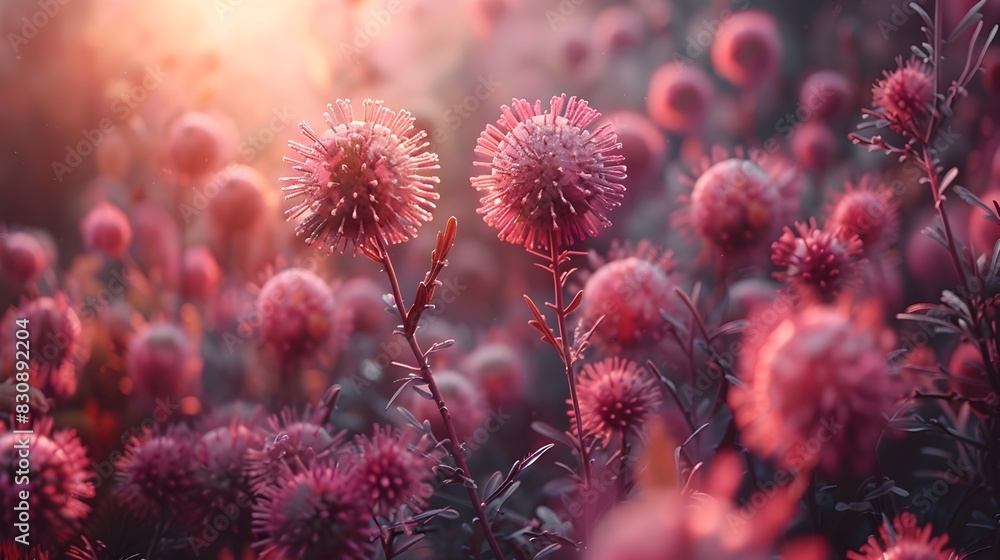 Lush and Vibrant Floral Background with Detailed Pink and Purple Flowers Blooming in Nature Lush and Vibrant Floral Background with Detailed Pink and Purple Flowers Blooming in Nature