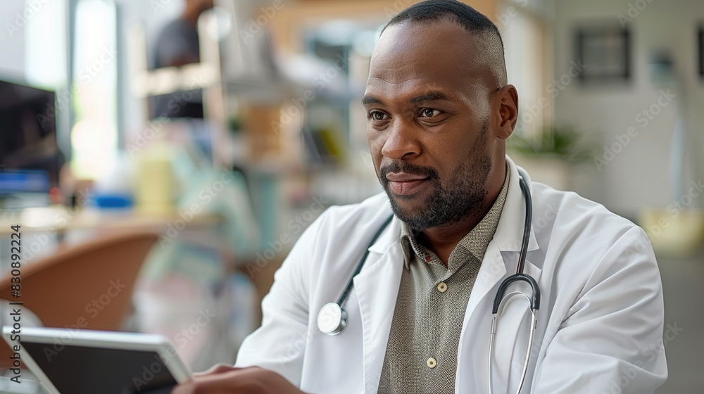E-health consultation on a digital tablet, with a professional providing mental health support and advice virtually E-health consultation on a digital tablet, with a professional providing mental health support and advice virtually