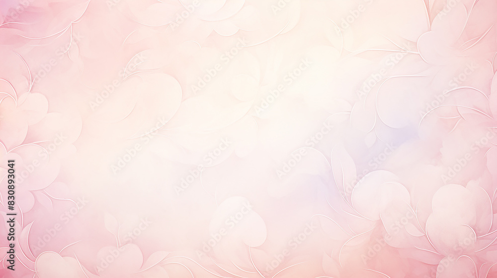 Abstract delicate romantic background with floral ornament, greeting card in pink watercolor style