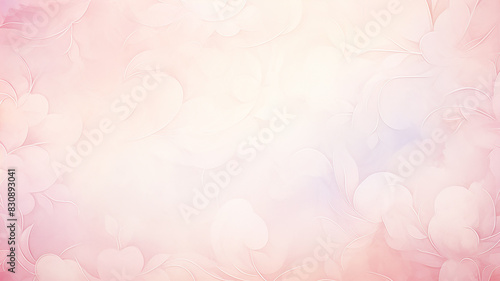 Abstract delicate romantic background with floral ornament, greeting card in pink watercolor style photo