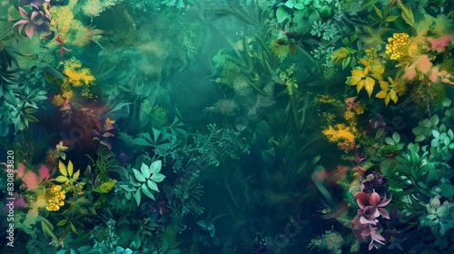 Underwater garden of aquatic plants and flowers  using a variety of greens  teals  and vibrant colors to create a lush  otherworldly scene beneath the water s surface  ai generated