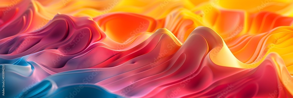 Obraz premium Mesmerizing Waves of Vibrant Digital Capturing the Essence of Modern Aesthetics and Technological
