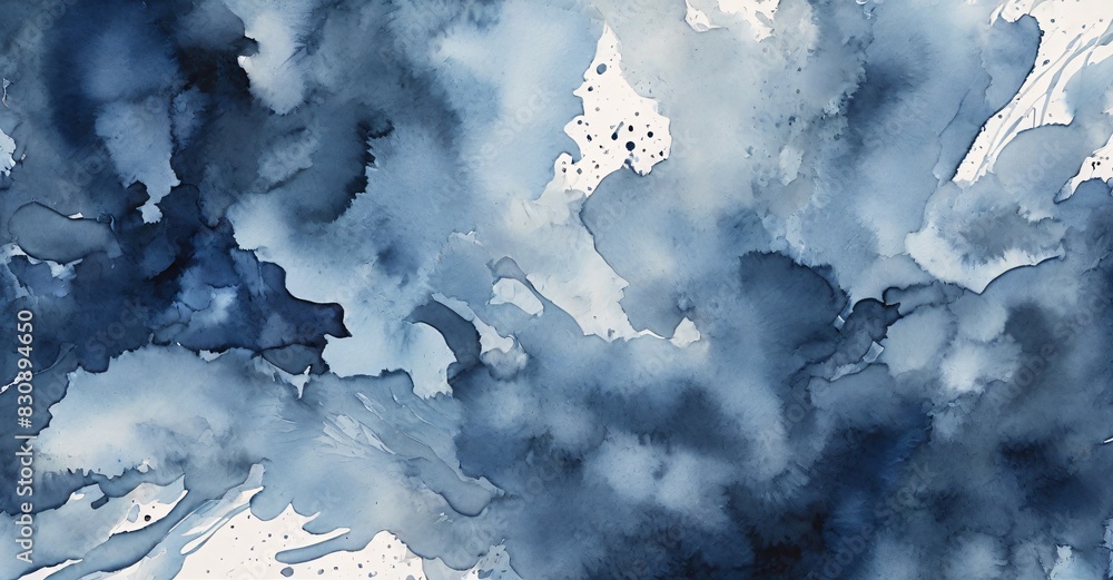 Abstract watercolor paint background dark blue color grunge texture for background, banner 