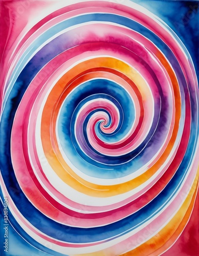 A mesmerizing abstract painting featuring a swirling spiral of vibrant colors. The interplay of pink  blue  orange  and purple hues creates a dynamic and eye-catching composition  perfect for modern