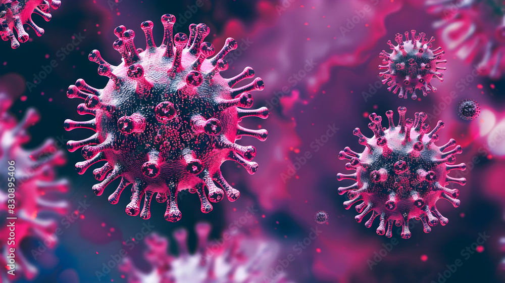Microscopic Representation of Viral Outbreak with Glowing Textured Backdrop Microscopic Representation of Viral Outbreak with Glowing Textured Backdrop