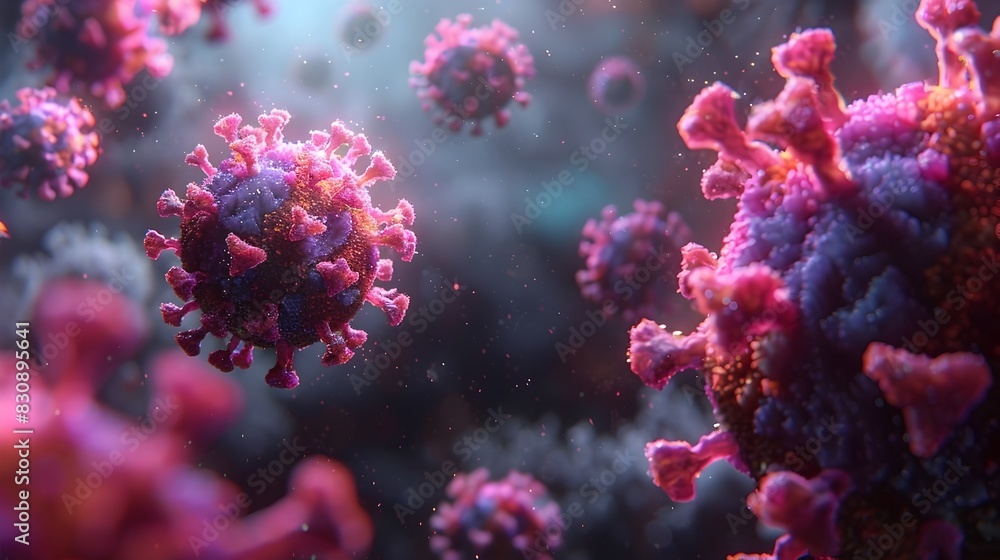 Microscopic View of Contagious COVID 19 Coronavirus Outbreak Causing Global Health Crisis