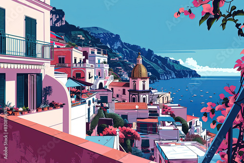 Serene Amalfi - Coastal Bliss Illustration