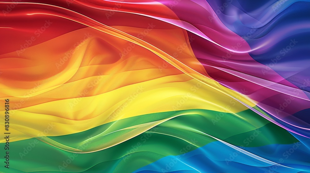An abstract rainbow flag background with flowing An abstract rainbow flag background with flowing