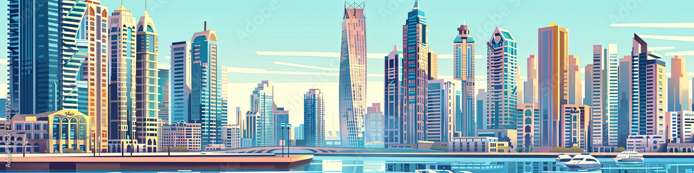 Modern Marvel - Dubai Marina Illustration Modern Marvel - Dubai Marina Illustration