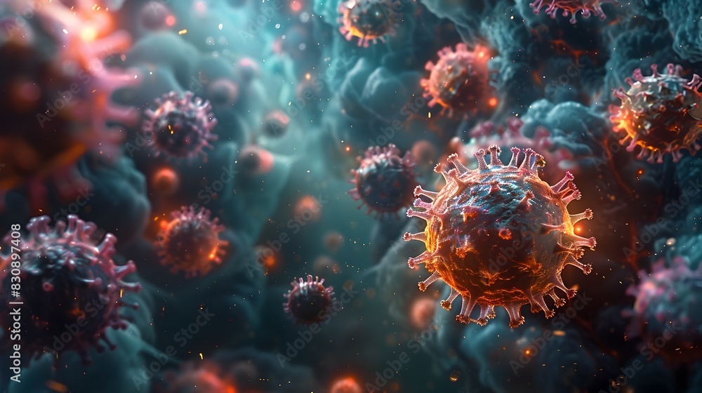 Microscopic View of Infectious Coronavirus Outbreak Cells Microscopic View of Infectious Coronavirus Outbreak Cells