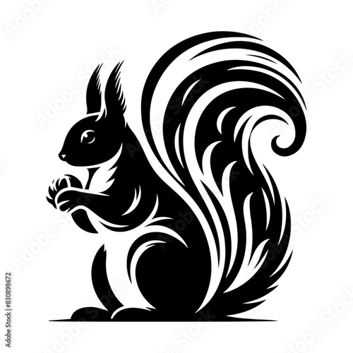 Squirrel vector silhouette isolated on white background.