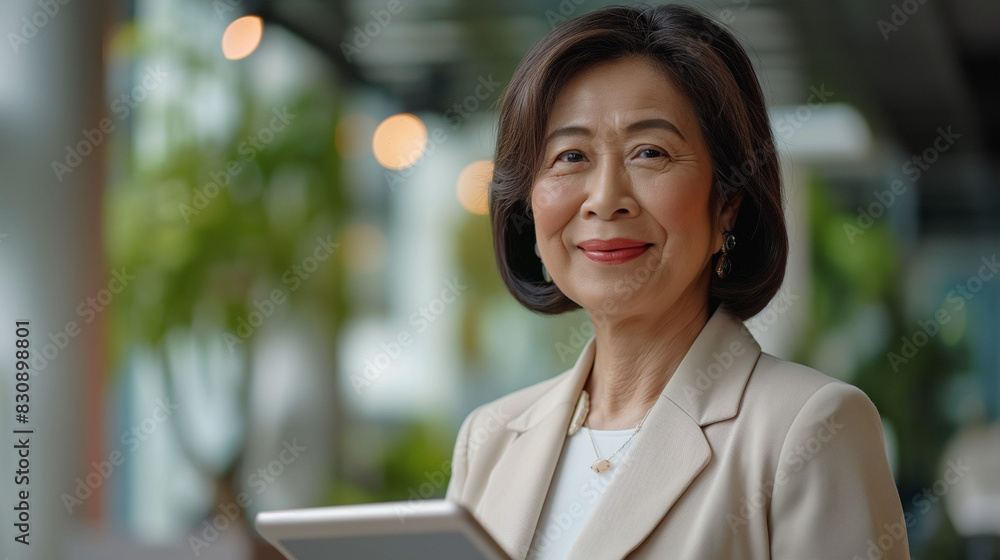Smiling mature professional business asian beautiful older woman Smiling mature professional business asian beautiful older woman