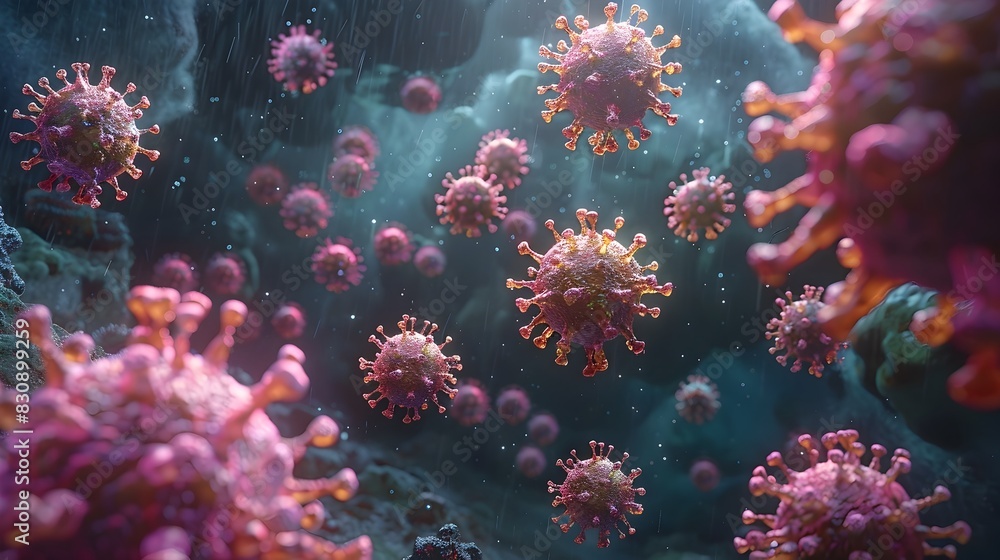 Microscopic View of Viral Pathogens During Pandemic Medical Research and Disease Outbreak Microscopic View of Viral Pathogens During Pandemic Medical Research and Disease Outbreak