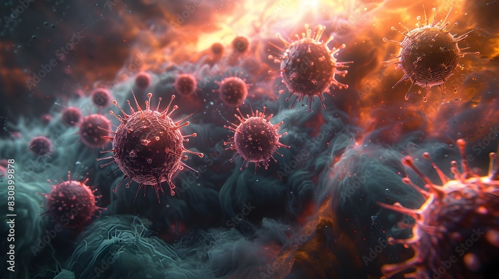 Microscopic Viral Outbreak Detailed View of Coronavirus Cells and Molecular Structure Microscopic Viral Outbreak Detailed View of Coronavirus Cells and Molecular Structure