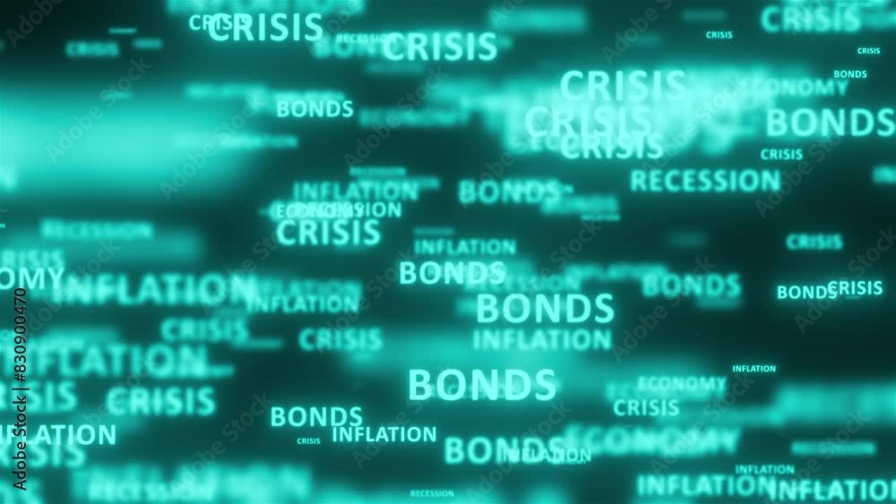 Through the text economy, recession, inflation. Computer generated 3d render Through the text economy, recession, inflation. Computer generated 3d render