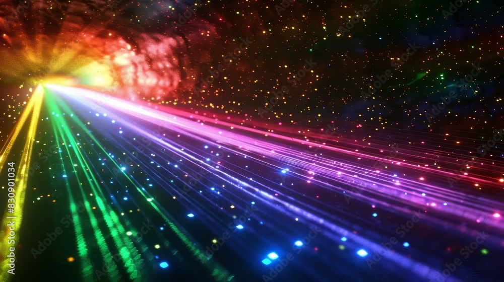 Obraz premium Rainbow light beams in 3D space reflecting LGBTQ_ pride month