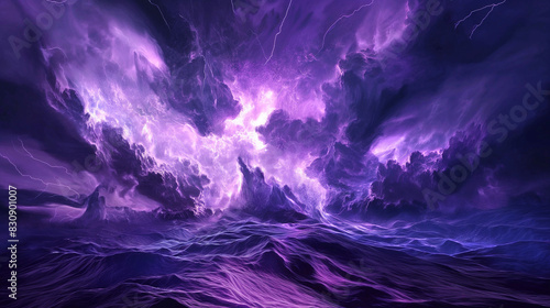 Exotic storm, strong winds, overcast clouds, lightning abstract background photo