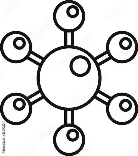 Simple line art vector of a network icon with interconnected nodes, ideal for tech concepts