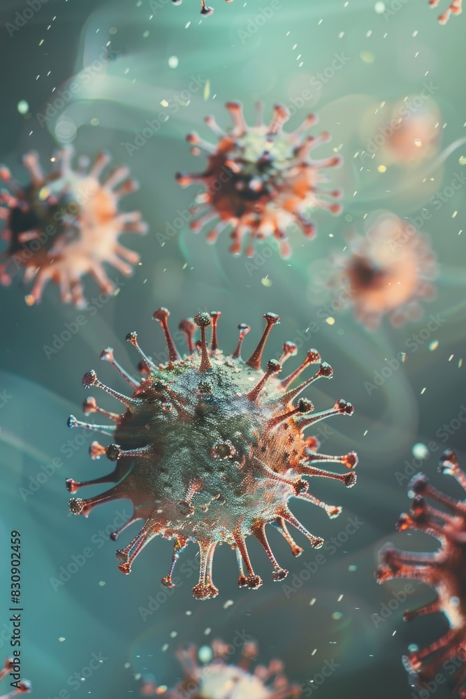 Vivid 3D Illustration of Coronavirus Particles in High Detail Vivid 3D Illustration of Coronavirus Particles in High Detail