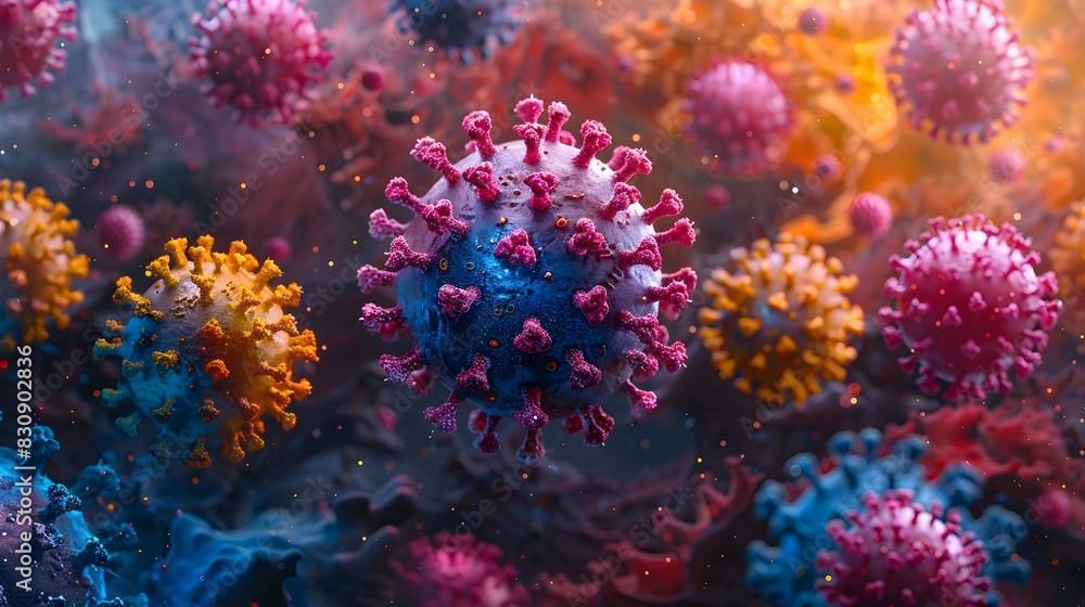 Surreal Microscopic Visualization of Emerging Viral Pandemic Threatening Global Health and Society Surreal Microscopic Visualization of Emerging Viral Pandemic Threatening Global Health and Society